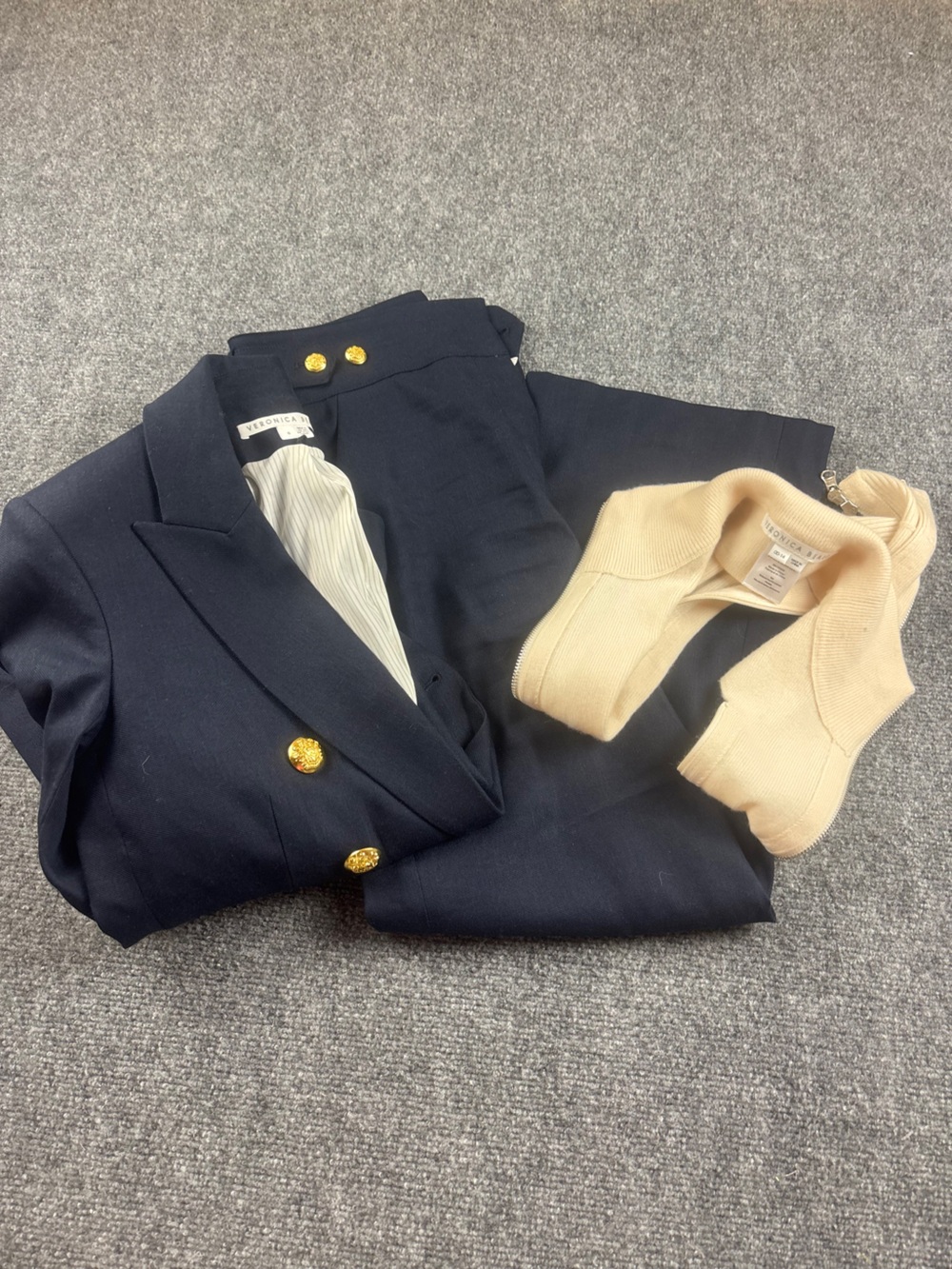 Veronica Beard Women’s Miller Dickey Jacket Navy Blue Linen Blend Gold Button -6 - Picture 12 of 12